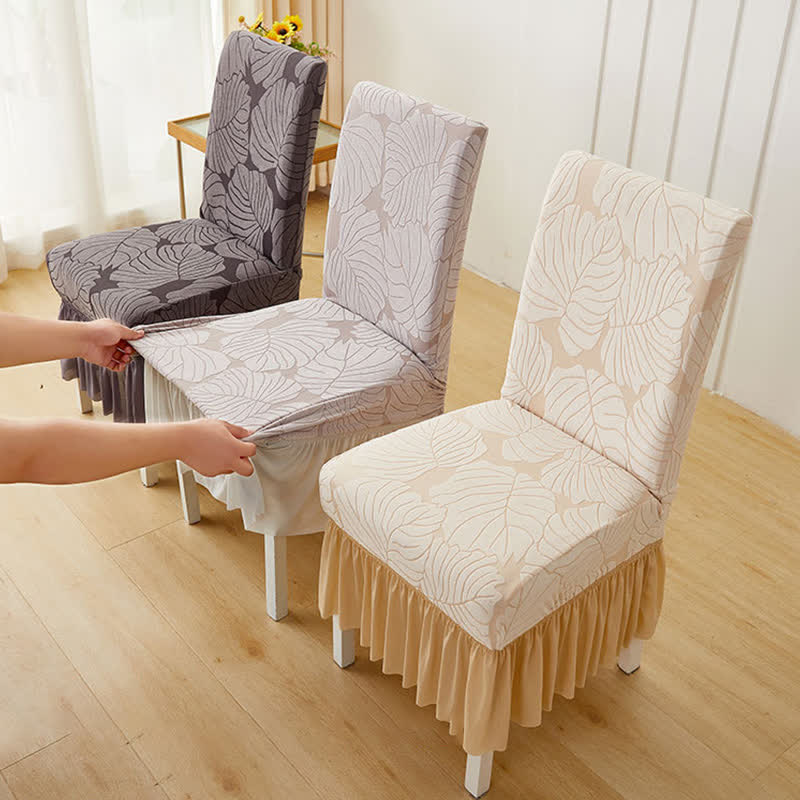Jacquard Leaf Parsons Chair Slipcover - image 1