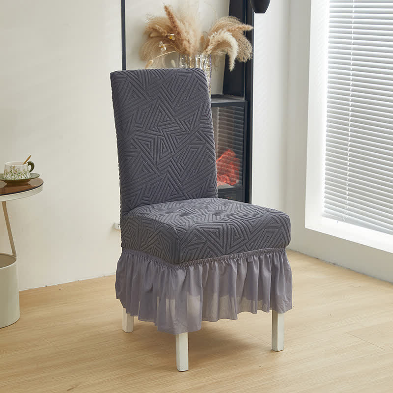Geometric Elastic Stretch Dining Chair Cover - Gray - 6PCS - One size - image 10