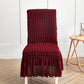 Seersucker Stretch Chair Cover with Ruffle Skirt - Wine - 6PCS - One size - image 12