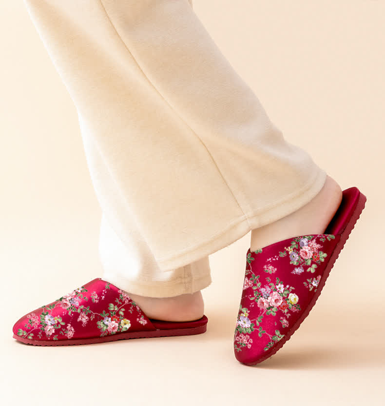 Retro Peony Print House Slippers - image 6