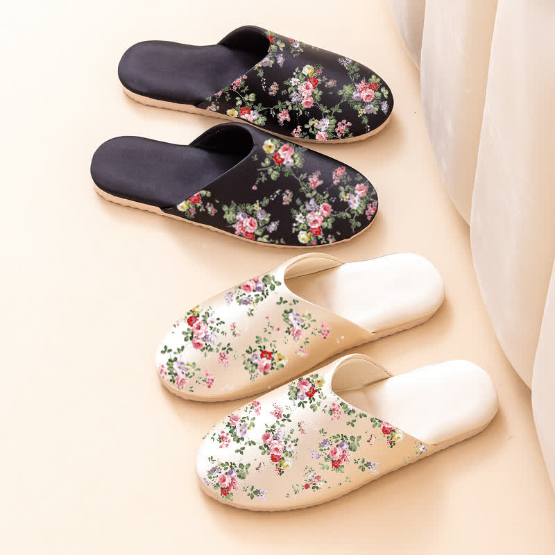 Retro Peony Print House Slippers - image 3
