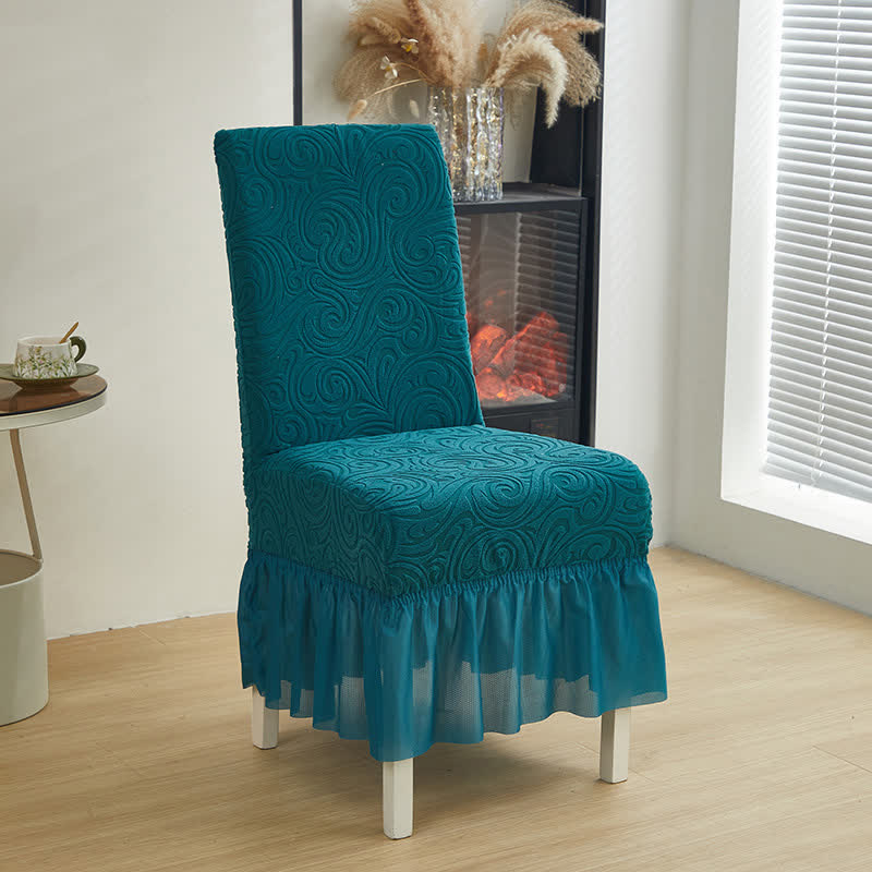Universal Stretch Jacquard Dining Chair Cover - Cyan - 6PCS - One size - image 11