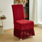 Solid Color Stretch Jacquard Dining Chair Cover - Wine - 6PCS - Skirted - image 17