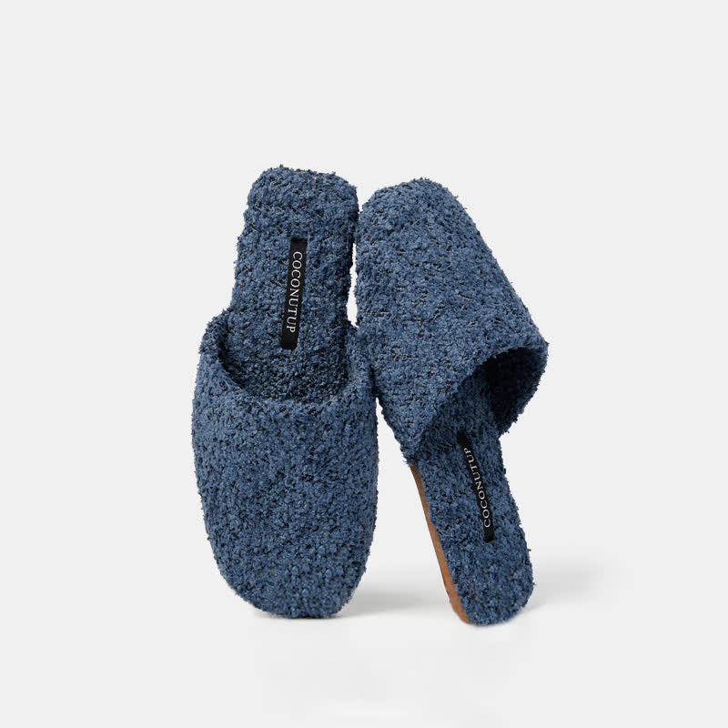 Luxury Solid Color Fuzzy Slippers - Blue - XXL - image 11
