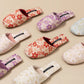 Oriental Peach Blossom Jacquard Plush Slippers - image 1