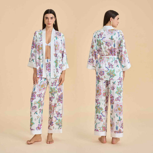 Retro Floral Kimono Loungewear Set - As Picture - XL - image 0