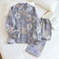 Cotton Cherry Blossom Jacquard Loungewear Set - Gray - XL - image 12