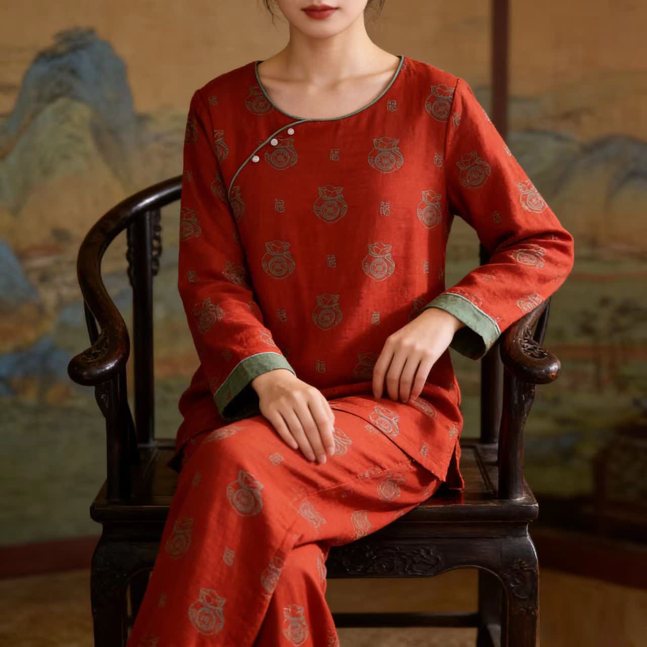 Lucky Bag Pattern Cotton Loungewear Set - image 1