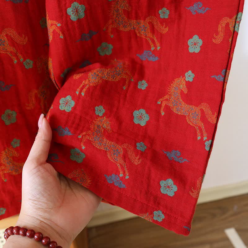 Horse Floral Cotton Gauze Loungewear Set - image 9