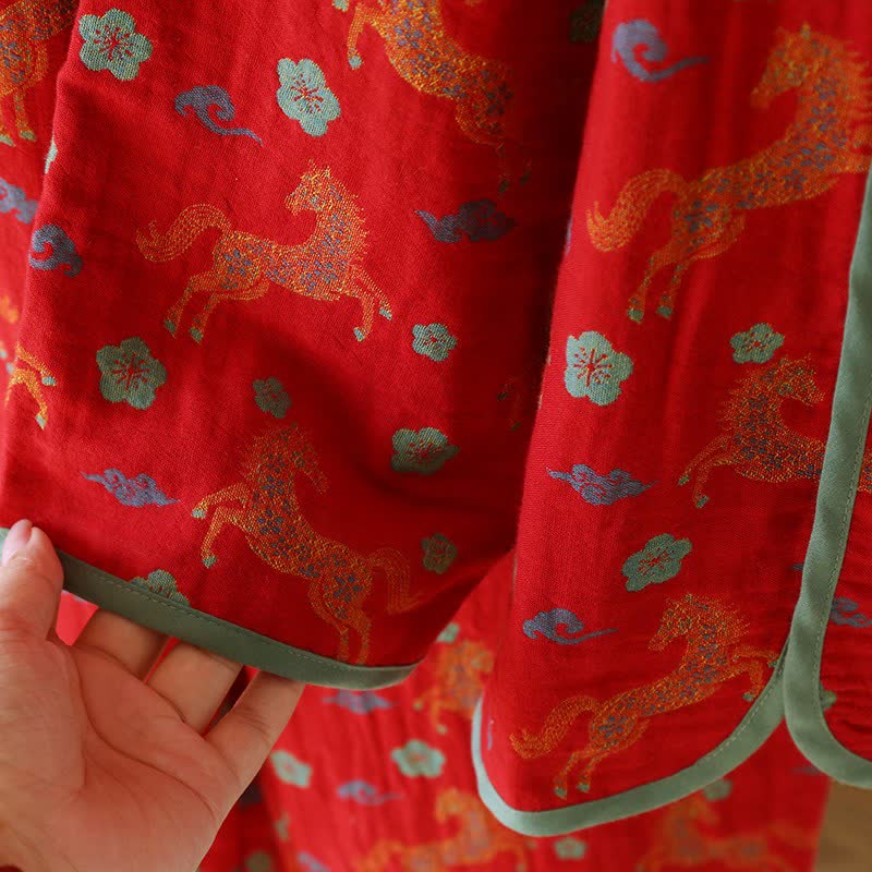 Horse Floral Cotton Gauze Loungewear Set - image 7