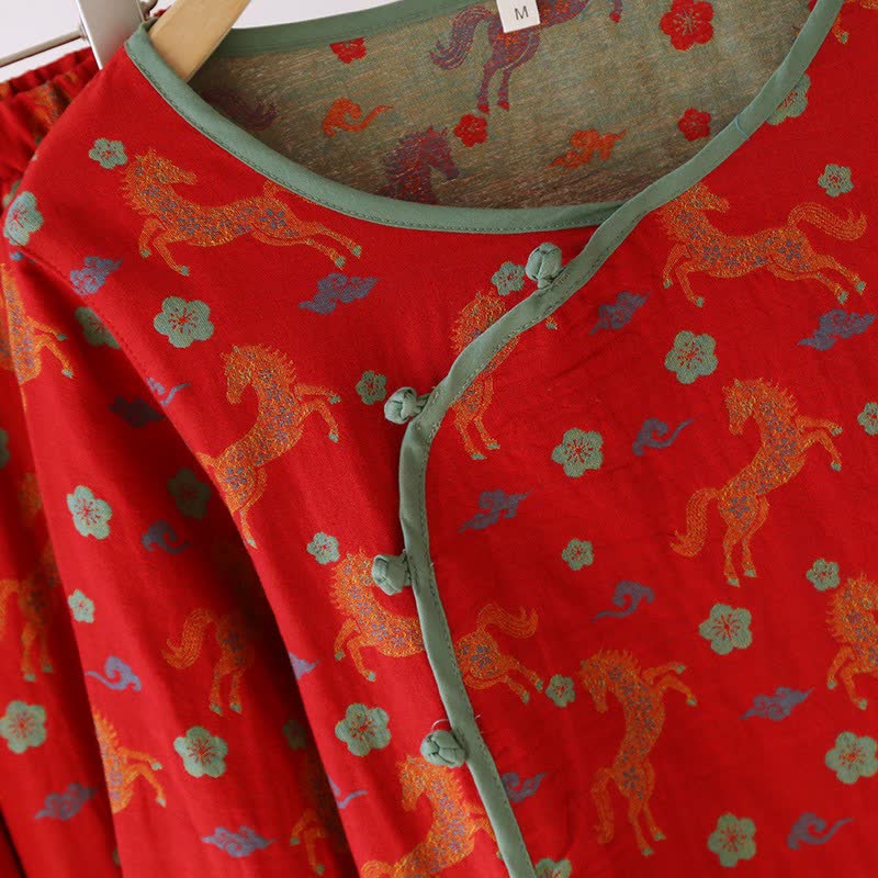 Horse Floral Cotton Gauze Loungewear Set - image 5