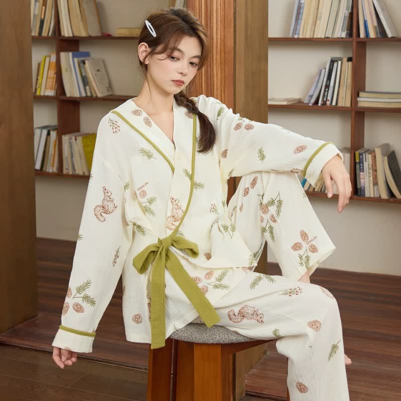 Woodland Squirrel & Acorn Loungewear Set - Beige - XXL - image 1