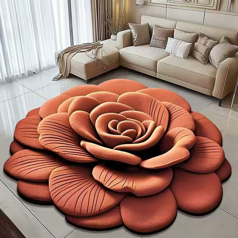 Creative Rose 3D Effect Rug - Orange - 47" x 47" - image 2