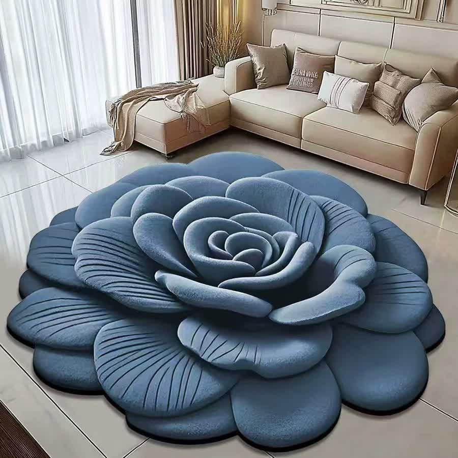 Creative Rose 3D Effect Rug - Navy Blue - 47" x 47" - image 5