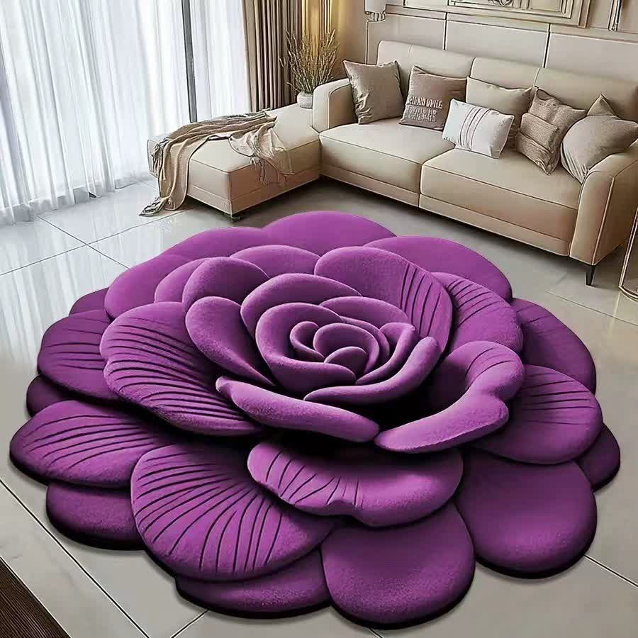 Creative Rose 3D Effect Rug - Purple - 47" x 47" - image 4