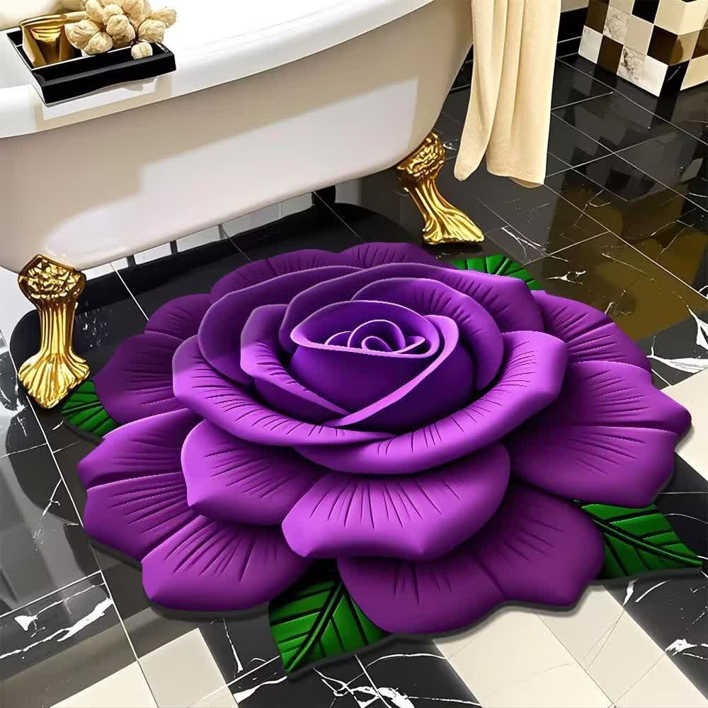 Romantic Rose 3D Effect Rug - Purple - 47" x 47" - image 0
