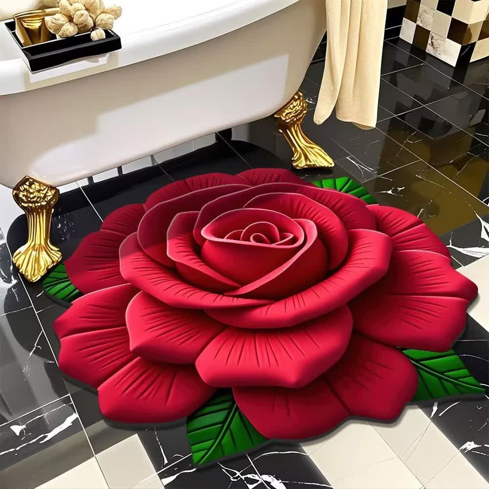 Romantic Rose 3D Effect Rug - Red - 47" x 47" - image 2