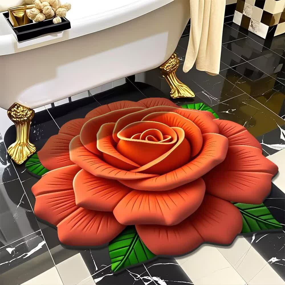 Romantic Rose 3D Effect Rug - Orange - 47" x 47" - image 4