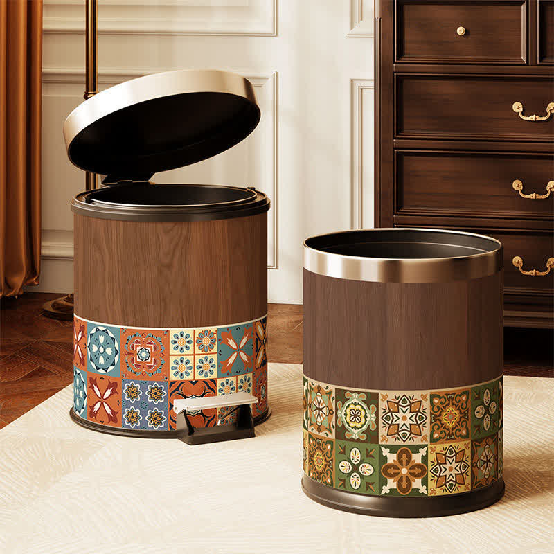Vintage Mediterranean Double-Layer Trash Can - image 0