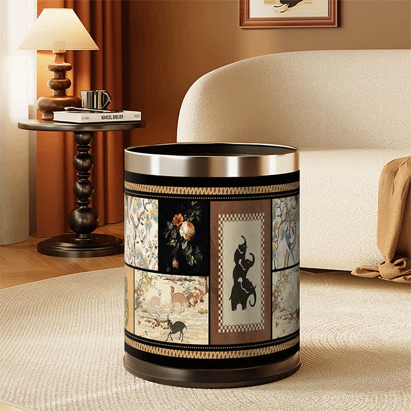Vintage Collage & Botanical Series Trash Can - image 0