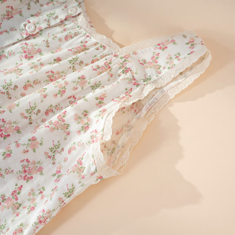 Pink Floral Pure Cotton Sleeveless Nightdress - image 4