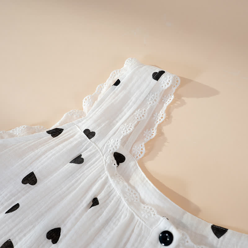 Heart Print Pure Cotton Sleeveless Nightdress - image 2