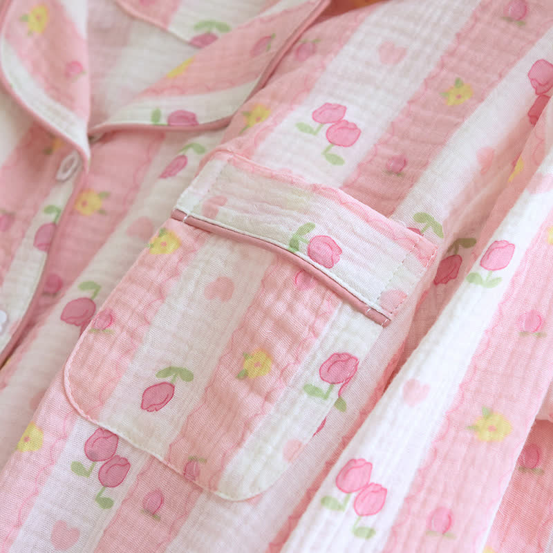 Striped Rose Cotton Loungewear Set - image 6