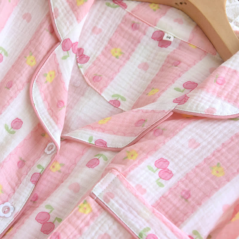 Striped Rose Cotton Loungewear Set - image 5