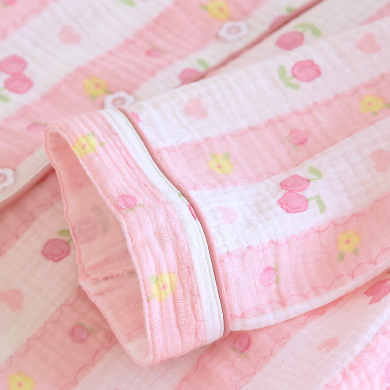 Striped Rose Cotton Loungewear Set - image 8