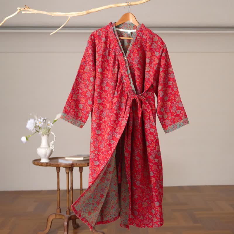 Romantic Rose Ruffled Cotton Nightdress - Red - XL - image 3