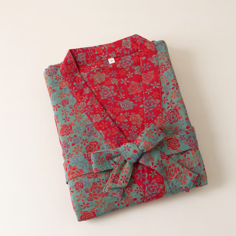 Romantic Rose Cotton Kimono Robe - image 15