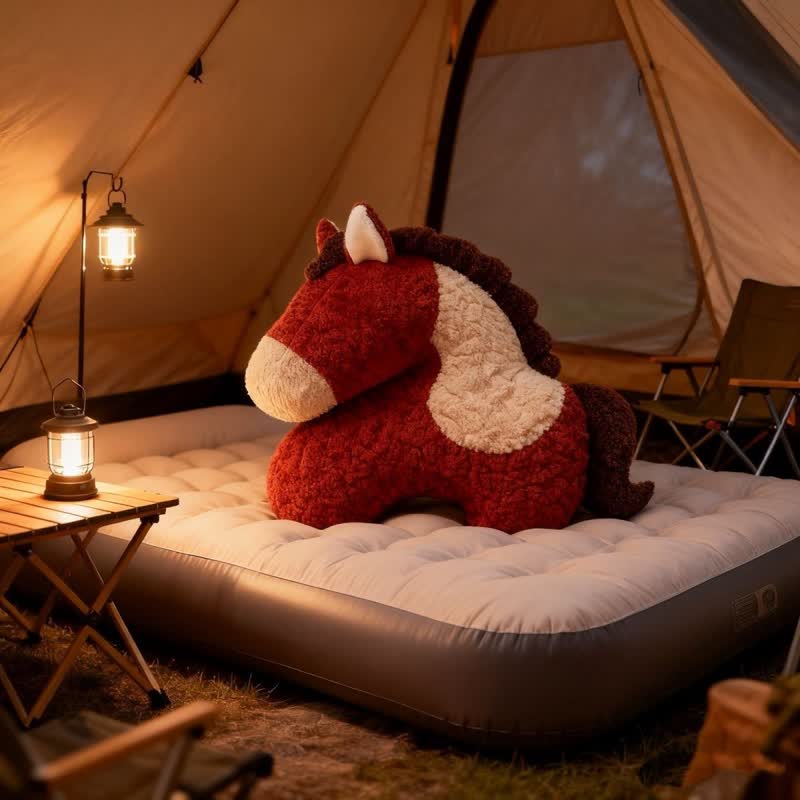 Festive Red Horse Mascot Sherpa Pillow - image 5