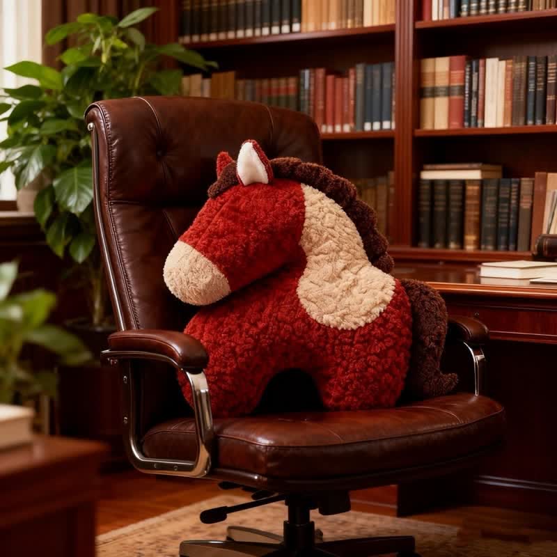 Festive Red Horse Mascot Sherpa Pillow - image 2