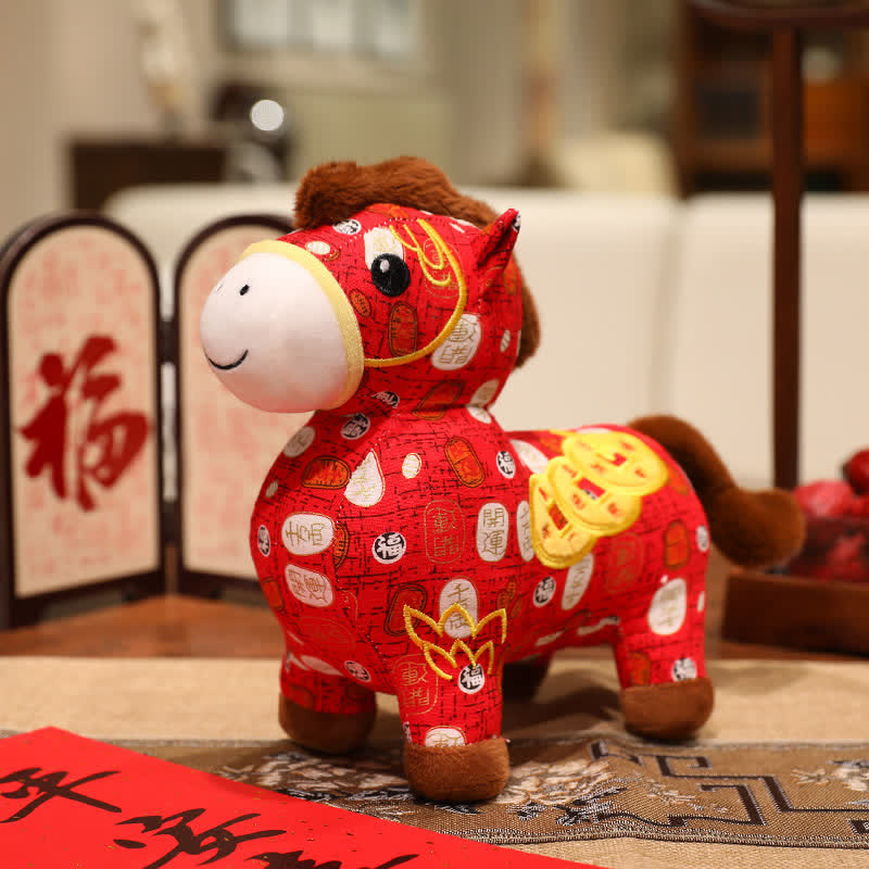 Chinese Zodiac Horse Plush Lucky Mascot Doll - C - 4PCS - 11"H - image 9
