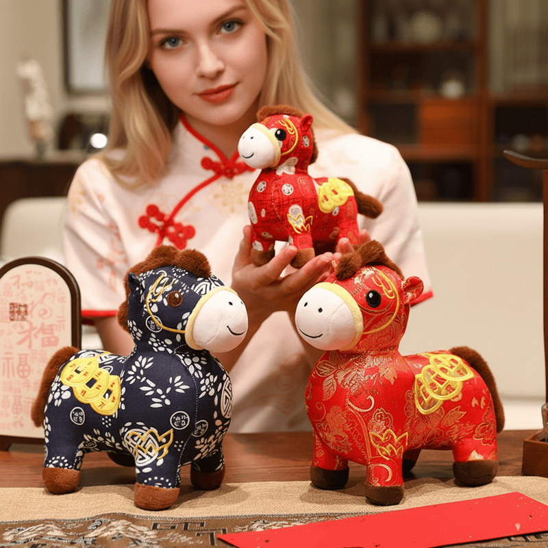 Chinese Zodiac Horse Plush Lucky Mascot Doll - image 1