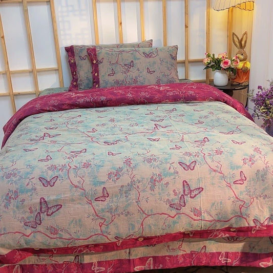 Heritage Butterfly Cotton Gauze Bedding Set(4PCS) - image 1