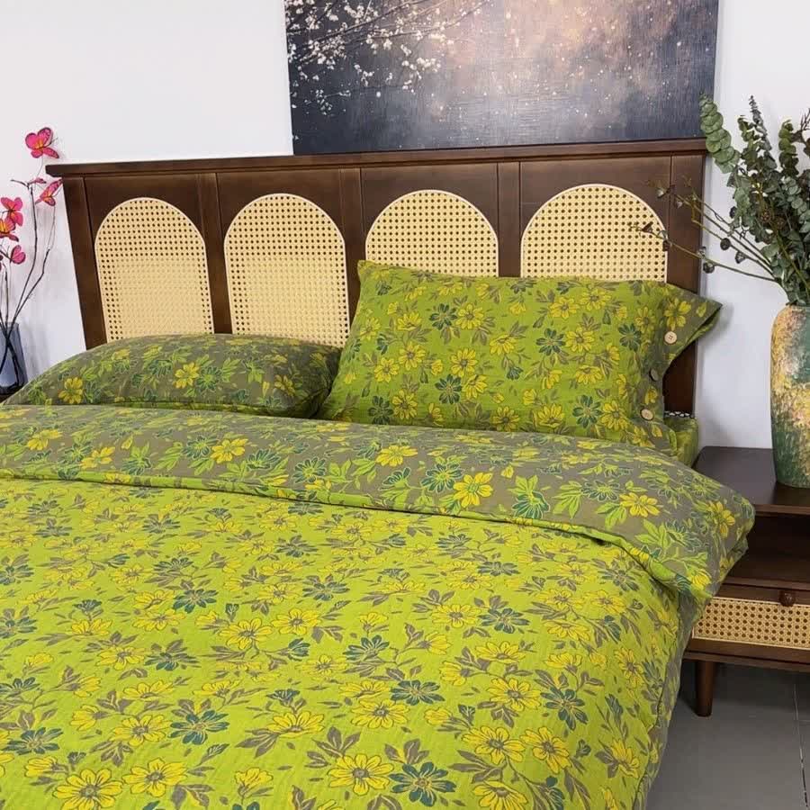 Country Gardenia Floral Cotton Gauze Bedding Set(4PCS) - image 8
