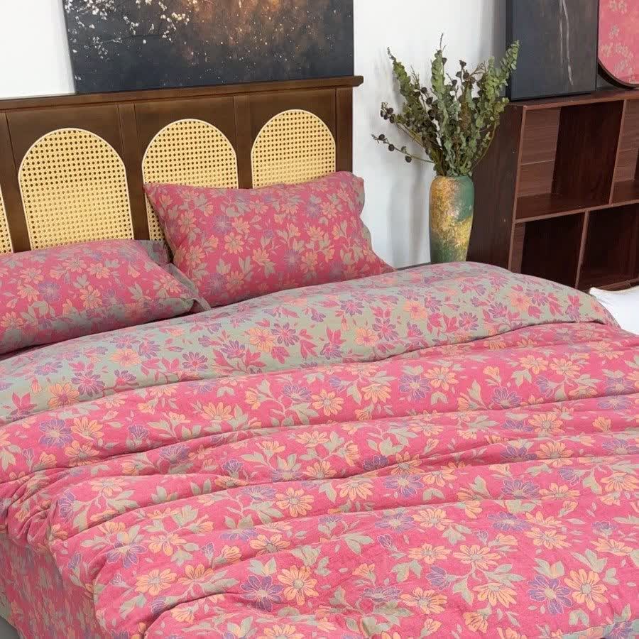 Country Gardenia Floral Cotton Gauze Bedding Set(4PCS) - image 2