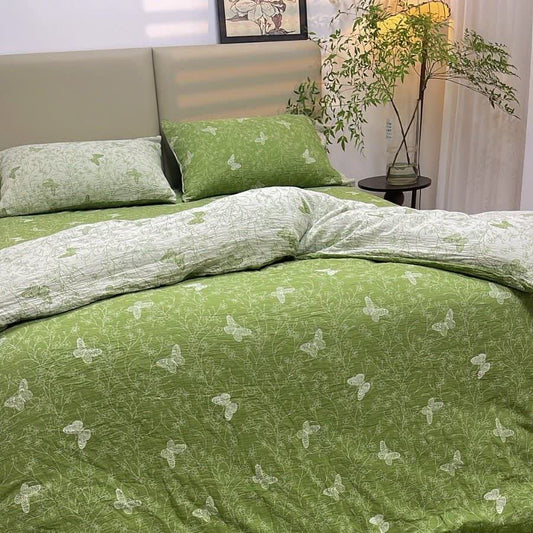 Line Art Butterfly Botanical Cotton Gauze Bedding(4PCS) - image 1