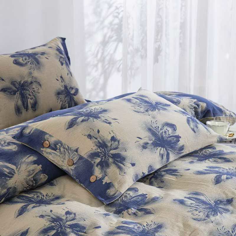 Oriental Ink Style Floral Cotton Bedding Set(4PCS) - image 9