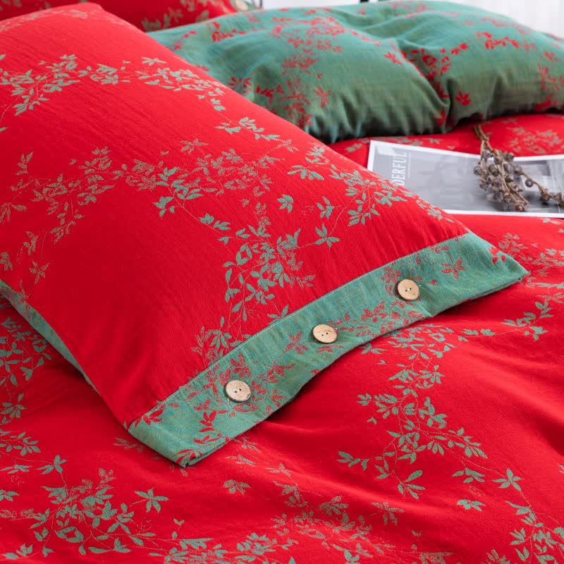 Country Leaf Cotton Gauze Bedding Set(4PCS) - image 5