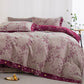 Country Leaf Cotton Gauze Bedding Set(4PCS) - Grey Pink & Purple - King - image 20