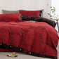 Country Leaf Cotton Gauze Bedding Set(4PCS) - Red & Black - King - image 7