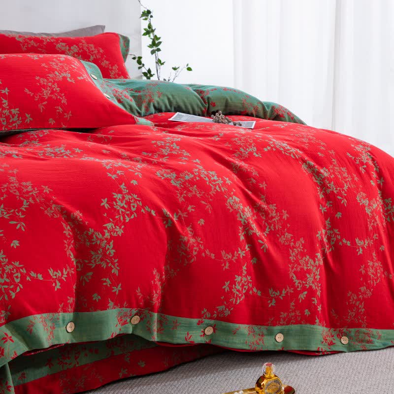 Country Leaf Cotton Gauze Bedding Set(4PCS) - image 2