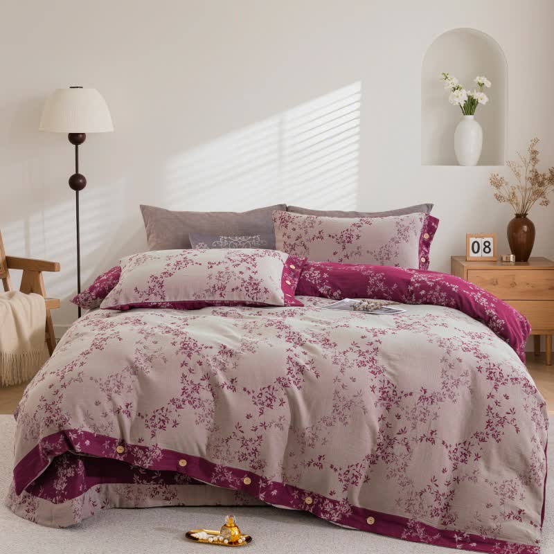 Country Leaf Cotton Gauze Bedding Set(4PCS) - image 21