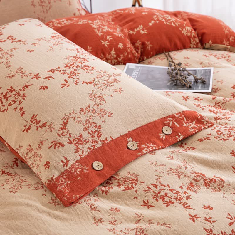 Country Leaf Cotton Gauze Bedding Set(4PCS) - image 12