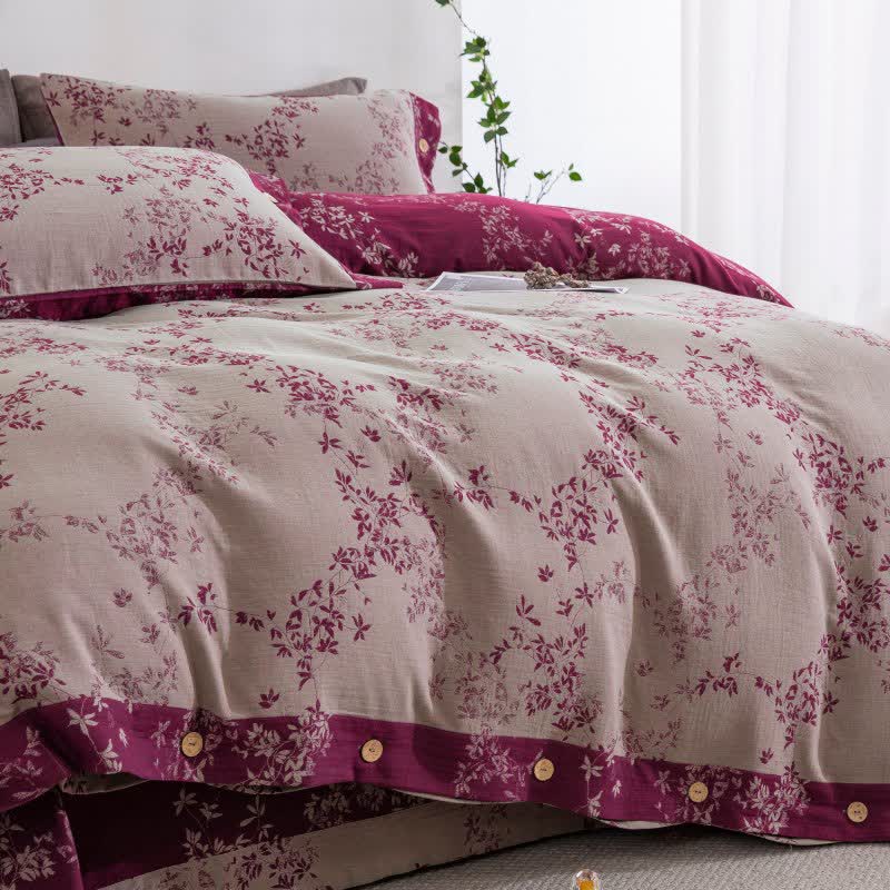 Country Leaf Cotton Gauze Bedding Set(4PCS) - image 23