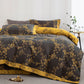 Country Leaf Cotton Gauze Bedding Set(4PCS) - Dark Gray & Yellow - King - image 13