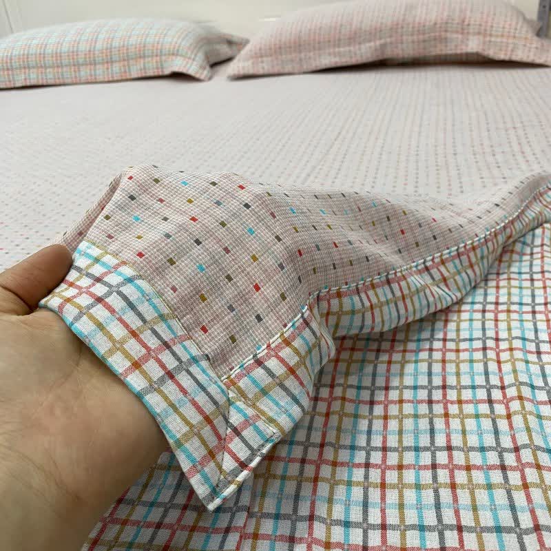 Colorful Gingham Cotton Reversible Sheet Bedspread - image 2