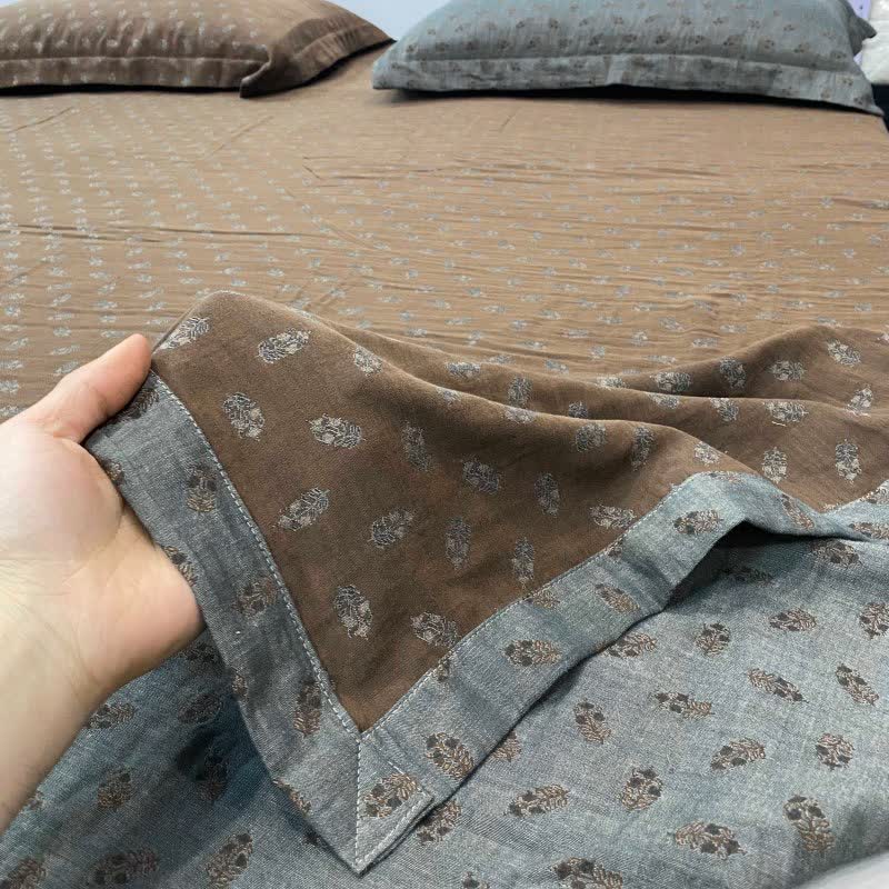 Retro Floral Cotton Reversible Sheet Bedspread - image 1